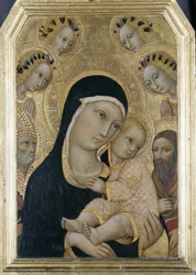 Madonna e Criança com Anjos e Santos, c.1450 (tempera em madeira de choupo)